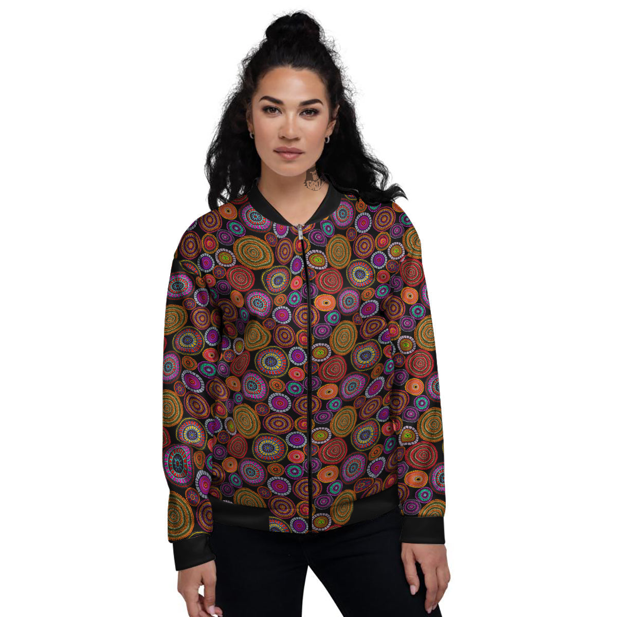 Art Australian Aboriginal Print Pattern Women's Bomber Jacket-grizzshop