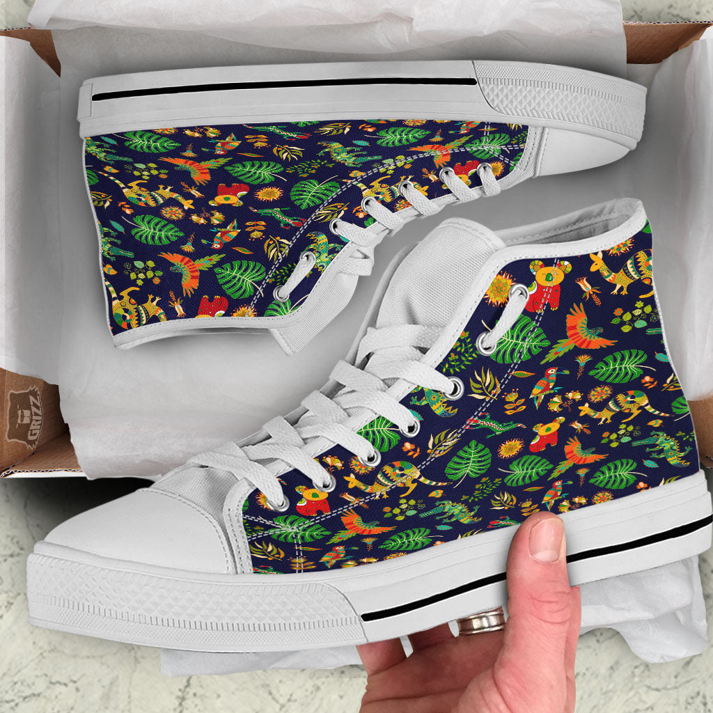 Art Australian Aboriginal Print White High Top Shoes-grizzshop
