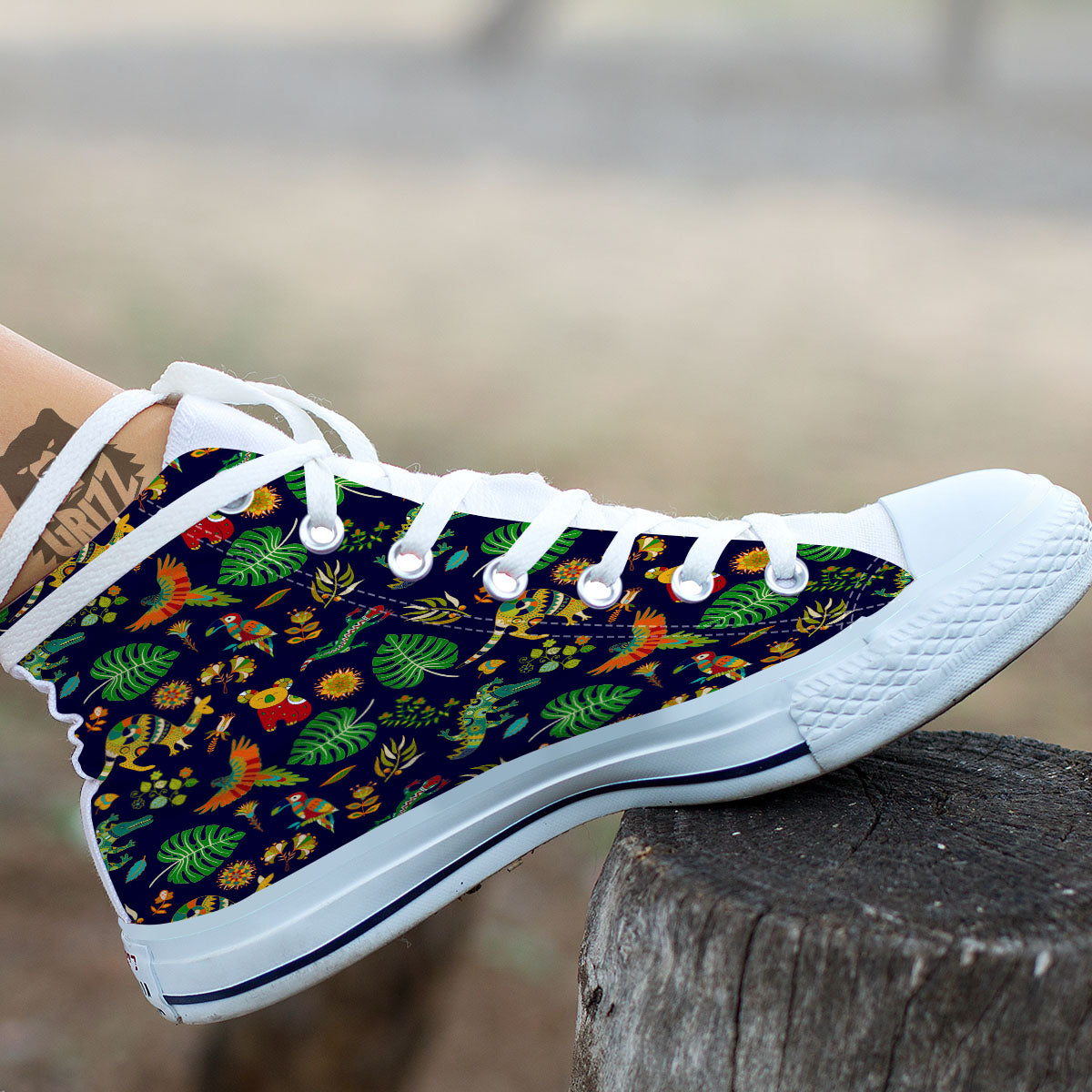 Art Australian Aboriginal Print White High Top Shoes-grizzshop