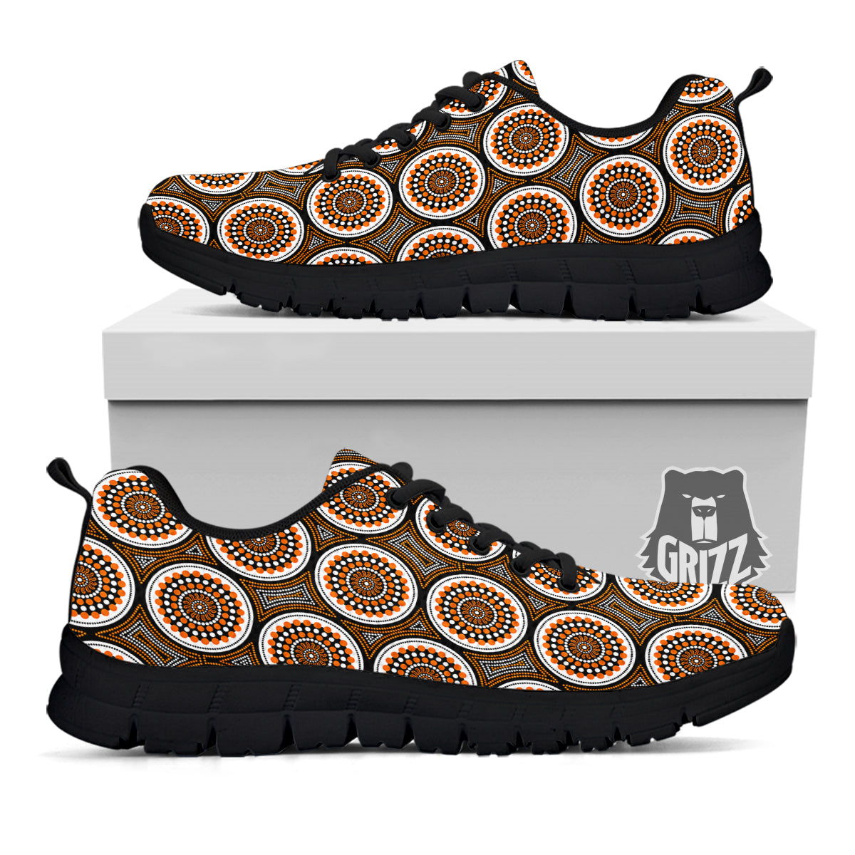 Art Dot Aboriginal Print Pattern Black Sneaker-grizzshop