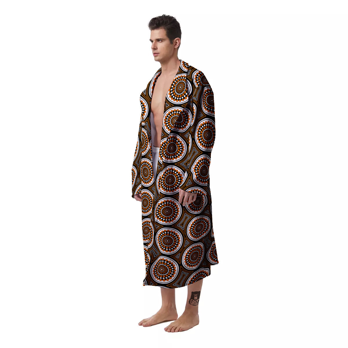Art Dot Aboriginal Print Pattern Men's Robe-grizzshop