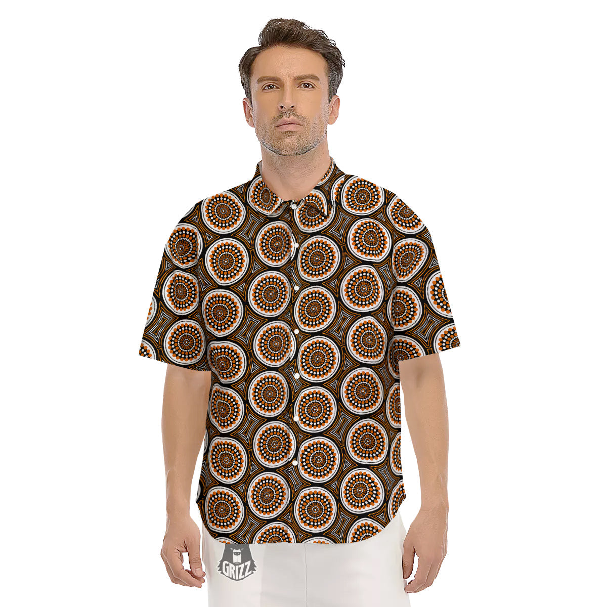 Art Dot Aboriginal Print Pattern Men's Short Sleeve Shirts-grizzshop