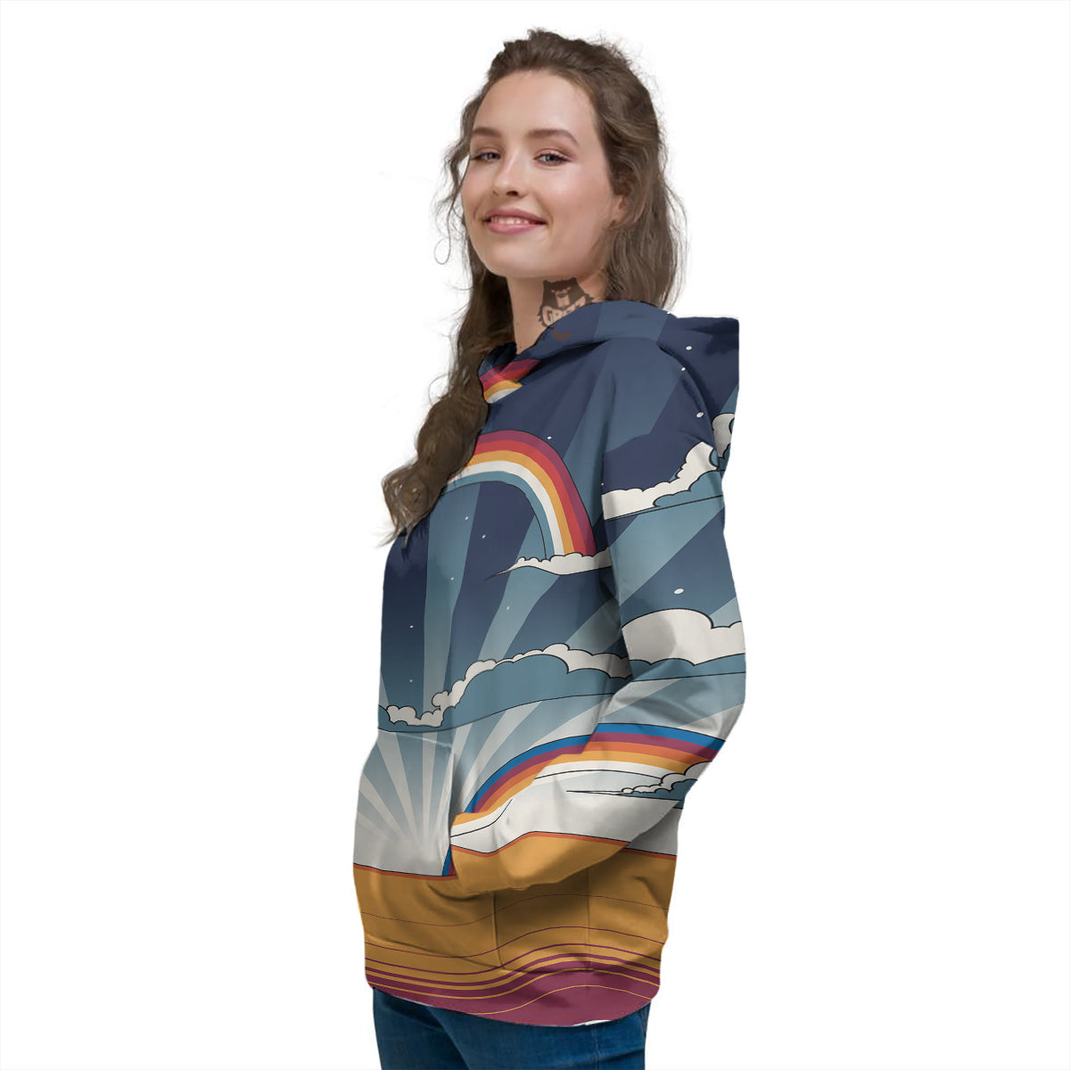 Art Style Hippie 1960s Print Women's Hoodie-grizzshop