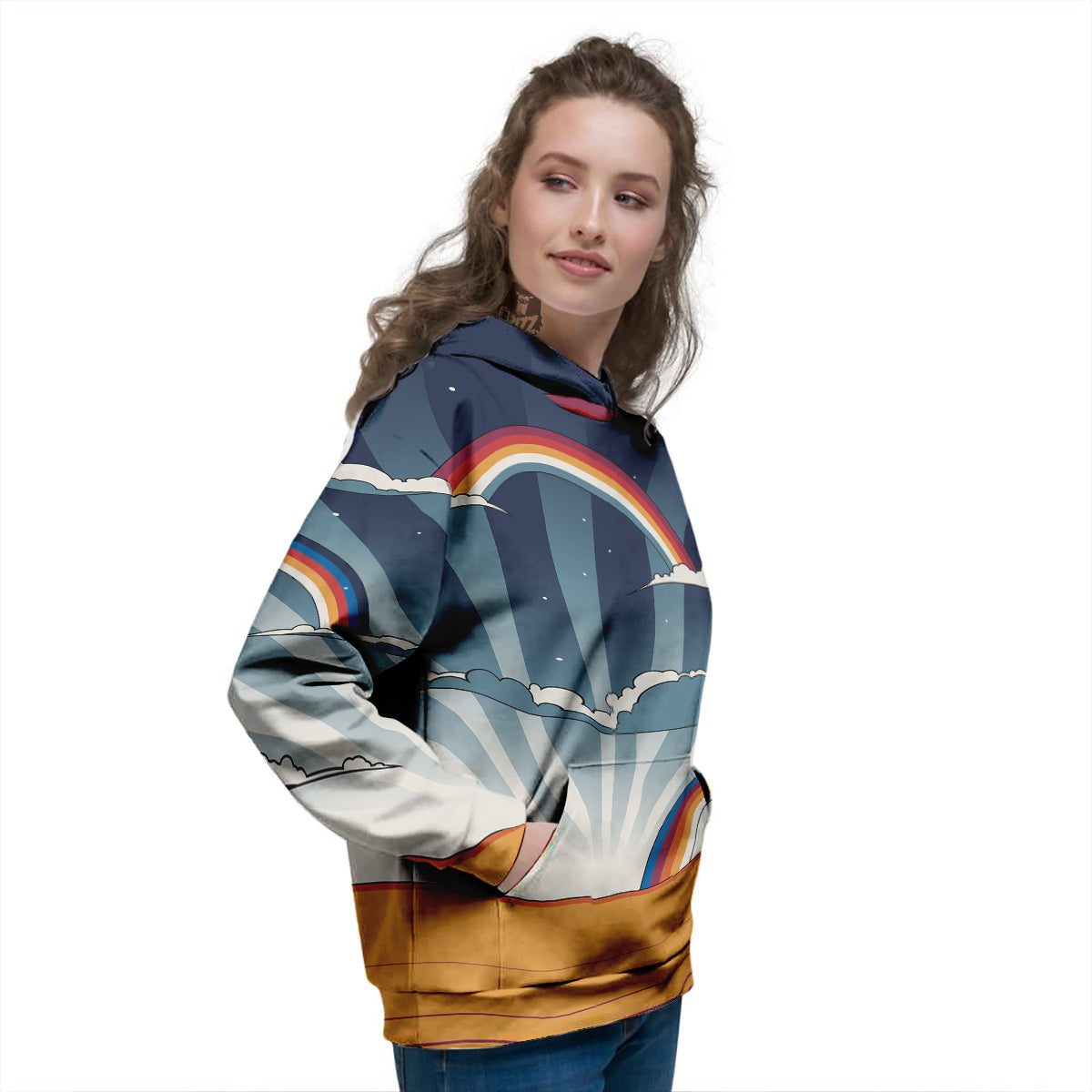 Art Style Hippie 1960s Print Women's Hoodie-grizzshop