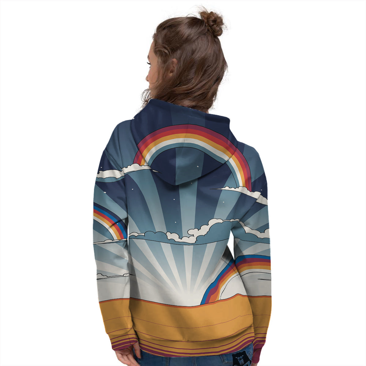 Art Style Hippie 1960s Print Women's Hoodie-grizzshop