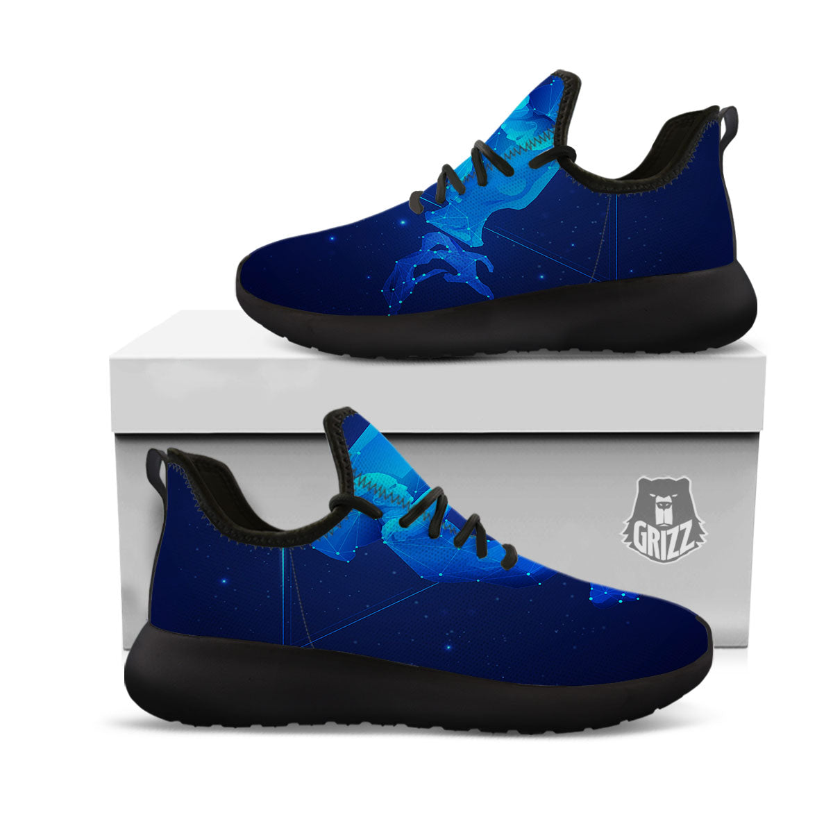 Astrological And Aquarius Signs Print Black Athletic Shoes-grizzshop