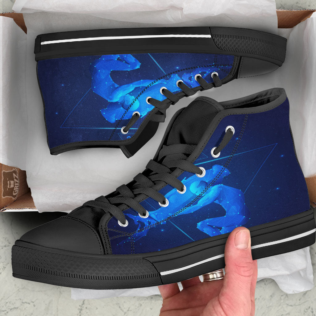 Astrological And Aquarius Signs Print Black High Top Shoes-grizzshop