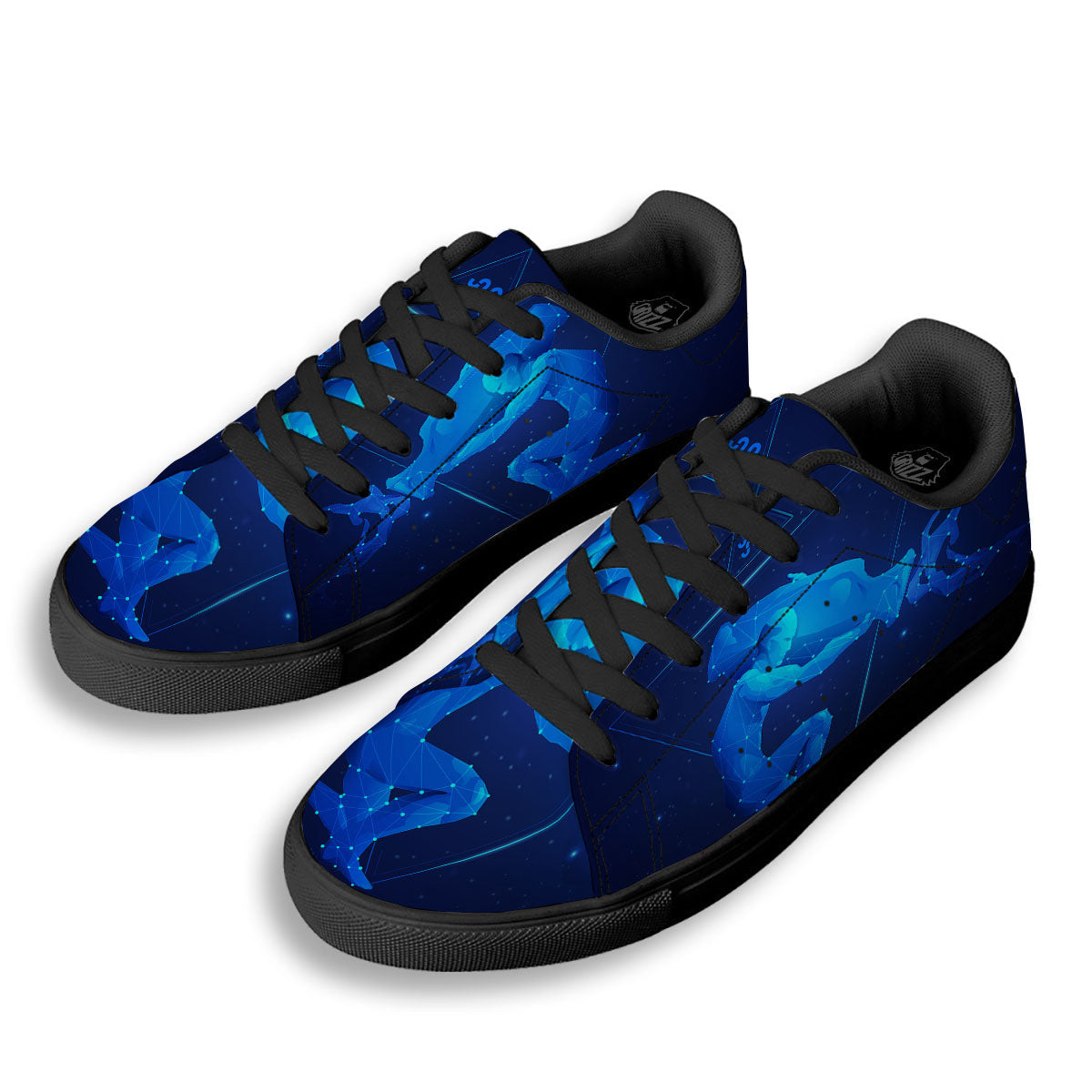 Astrological And Aquarius Signs Print Black Low Top Sneakers-grizzshop