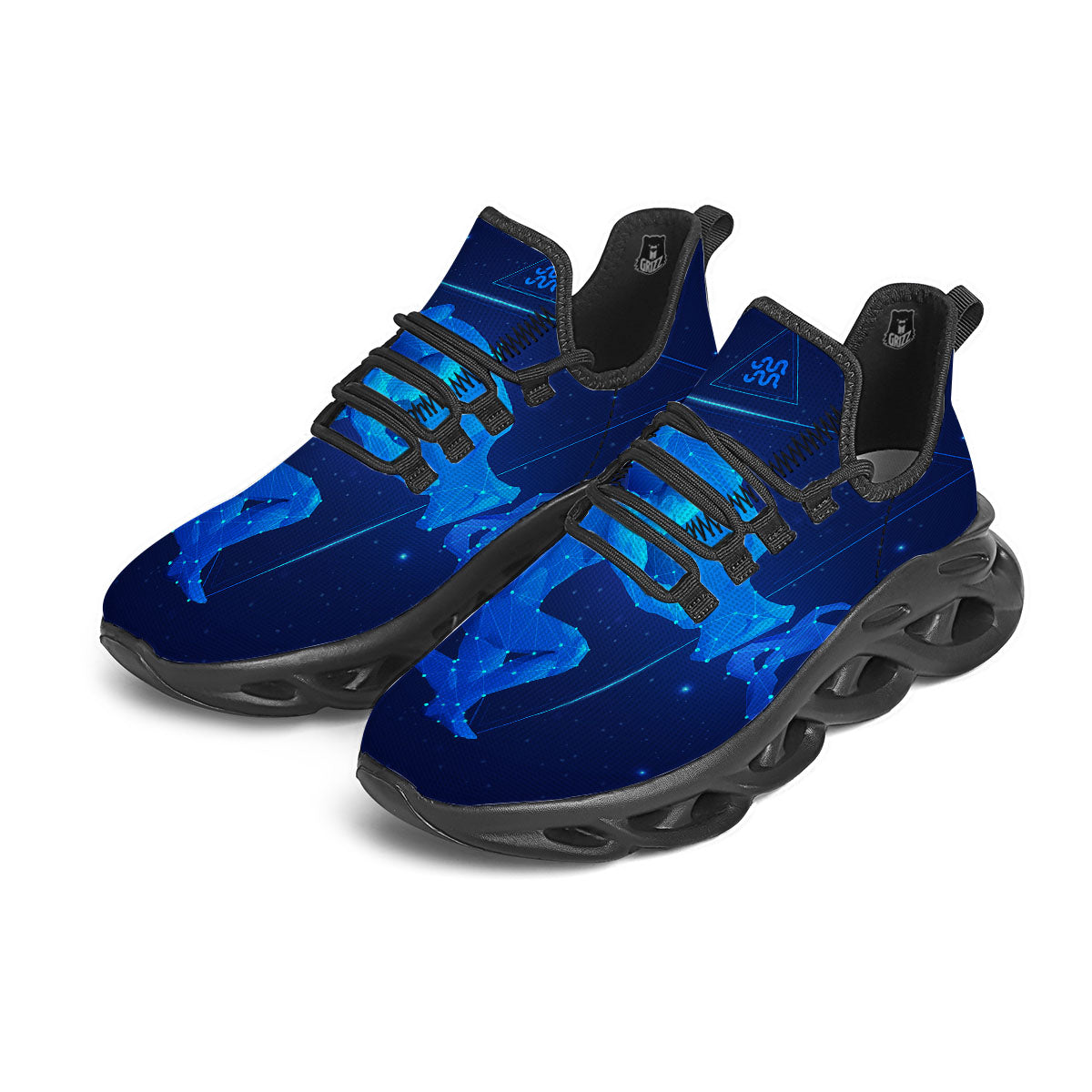 Astrological And Aquarius Signs Print Black Running Shoes-grizzshop