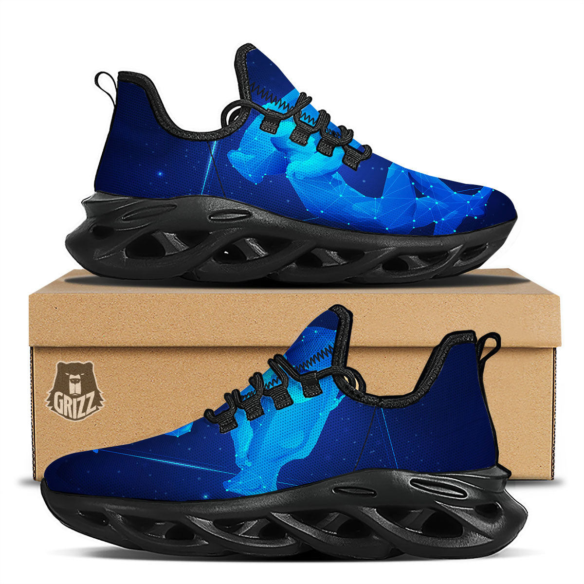 Astrological And Aquarius Signs Print Black Running Shoes-grizzshop
