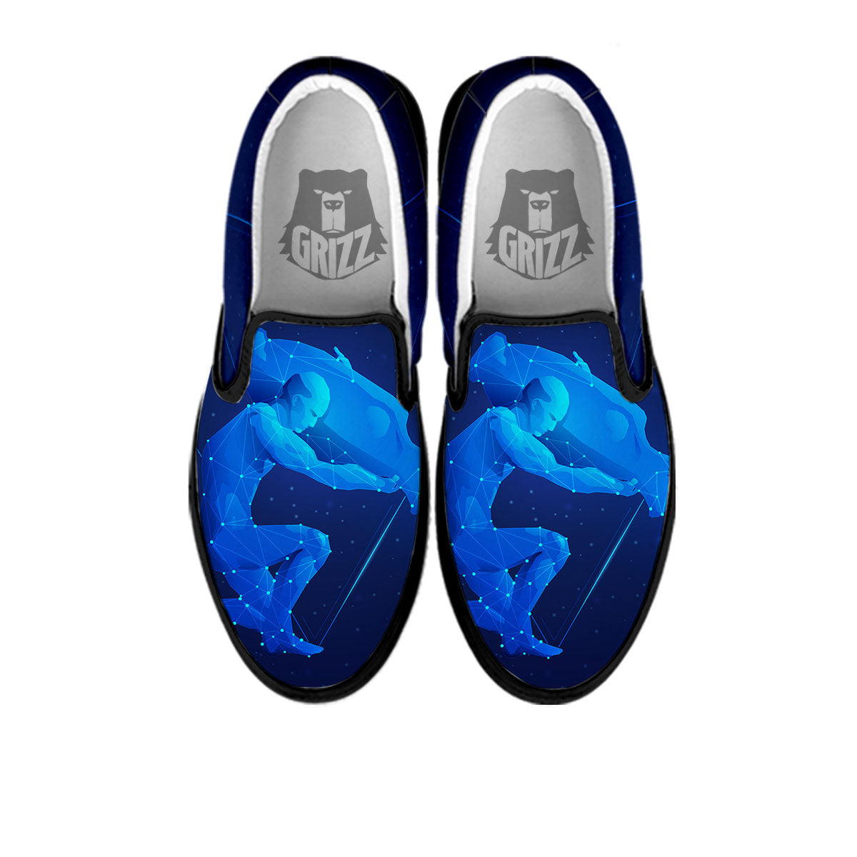 Astrological And Aquarius Signs Print Black Slip On Shoes-grizzshop