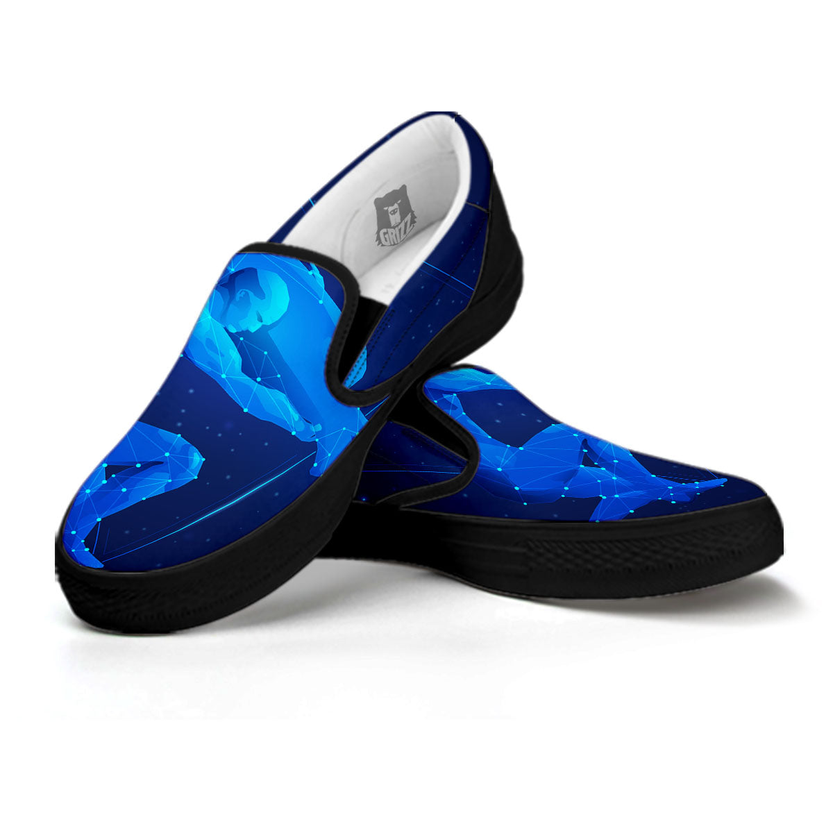 Astrological And Aquarius Signs Print Black Slip On Shoes-grizzshop