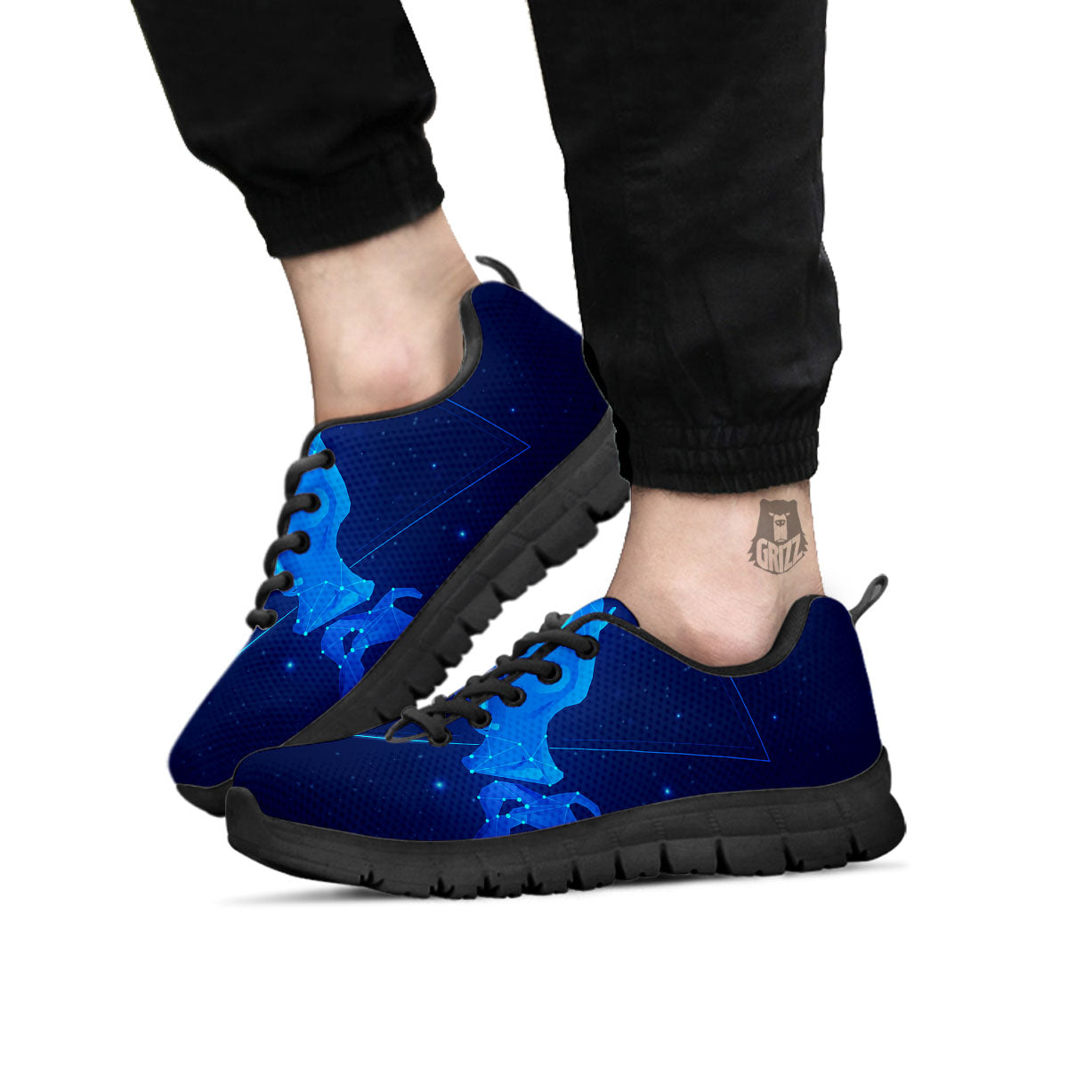 Astrological And Aquarius Signs Print Black Sneaker-grizzshop