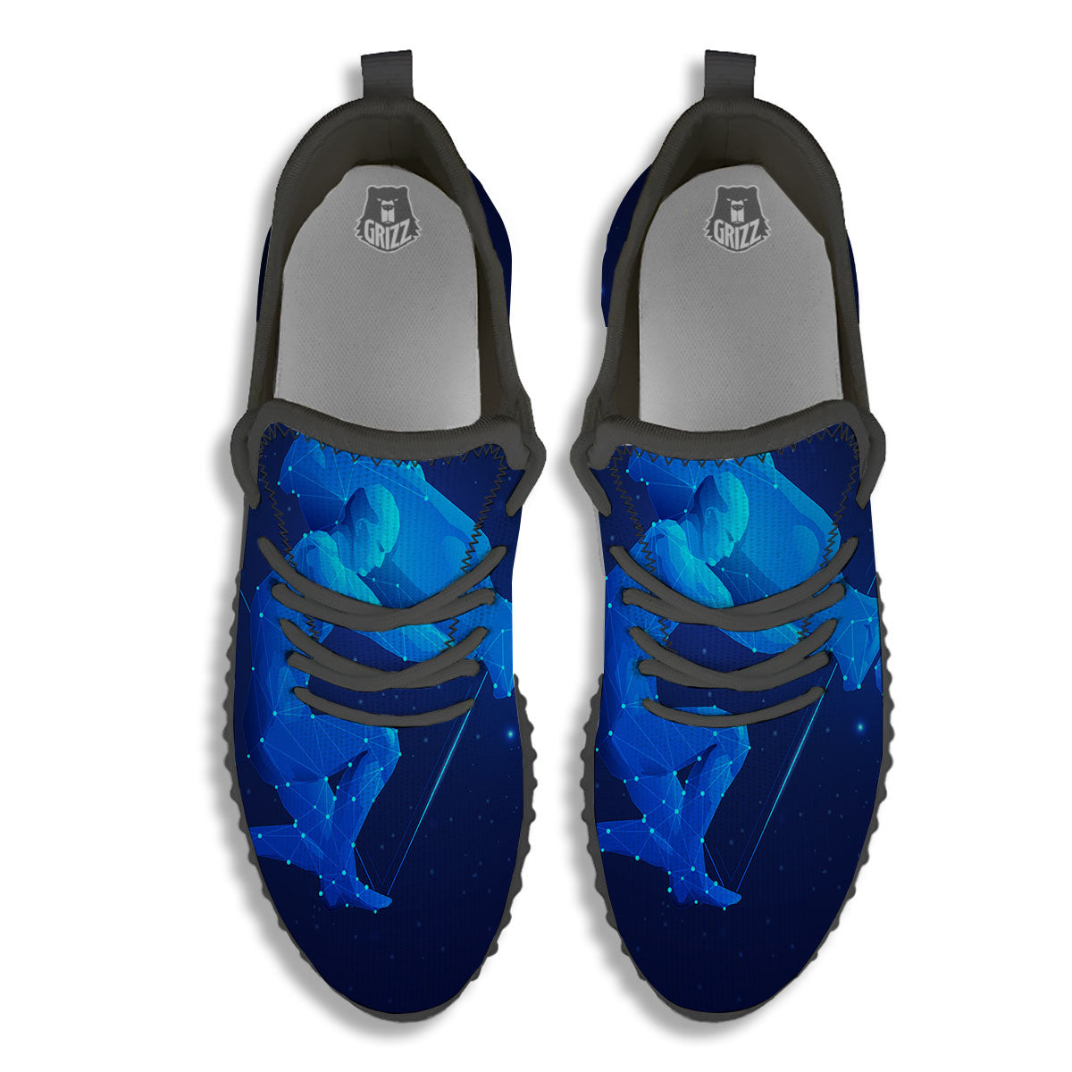 Astrological And Aquarius Signs Print Black Walking Shoes-grizzshop