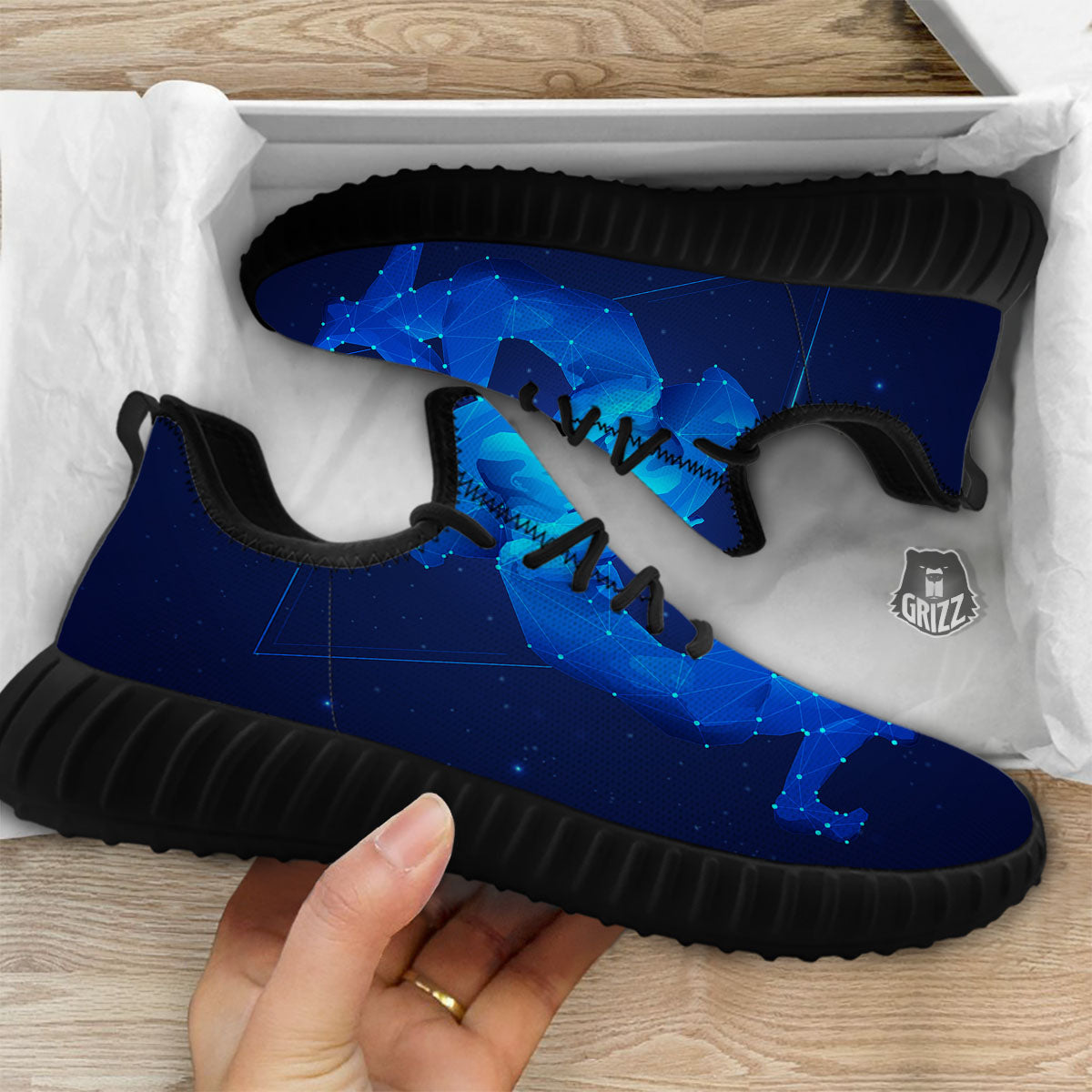 Astrological And Aquarius Signs Print Black Walking Shoes-grizzshop