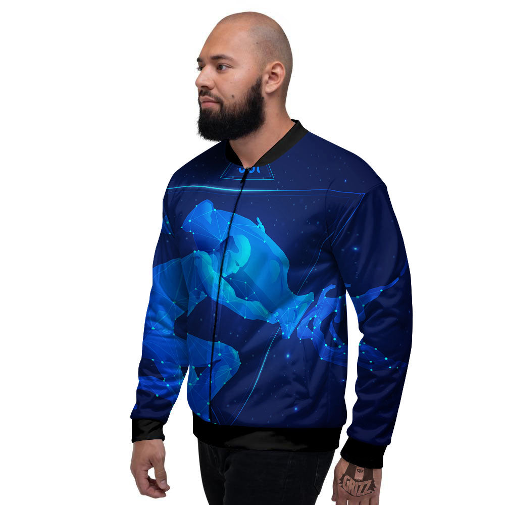 Astrological And Aquarius Signs Print Men's Bomber Jacket-grizzshop
