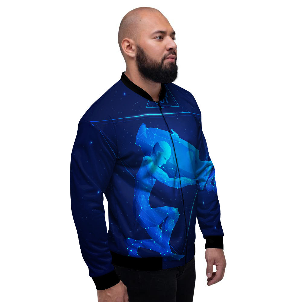 Astrological And Aquarius Signs Print Men's Bomber Jacket-grizzshop