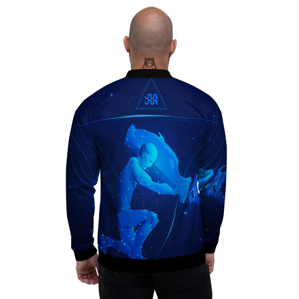 Astrological And Aquarius Signs Print Men's Bomber Jacket-grizzshop