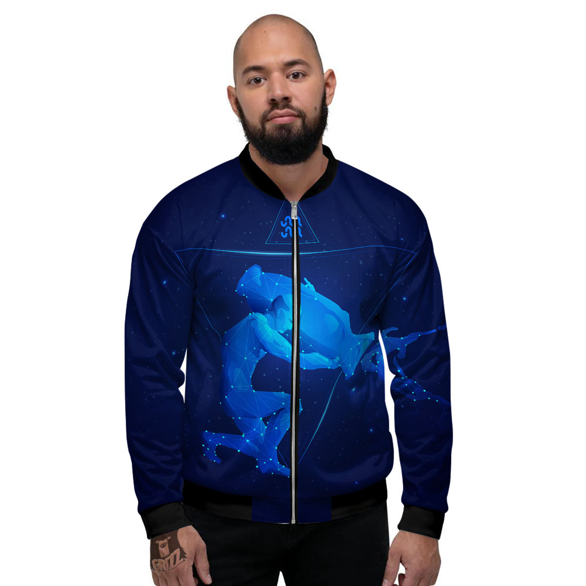 Astrological And Aquarius Signs Print Men's Bomber Jacket-grizzshop