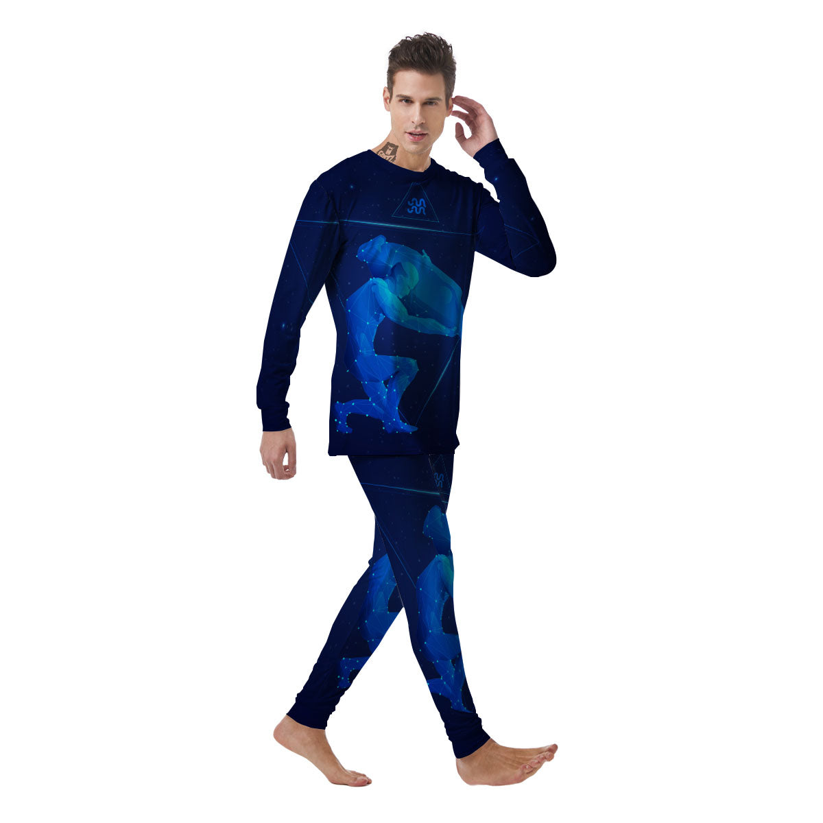 Astrological And Aquarius Signs Print Men's Pajamas-grizzshop