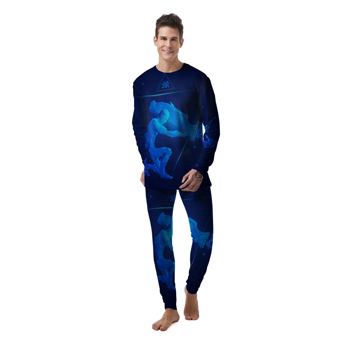 Astrological And Aquarius Signs Print Men's Pajamas-grizzshop