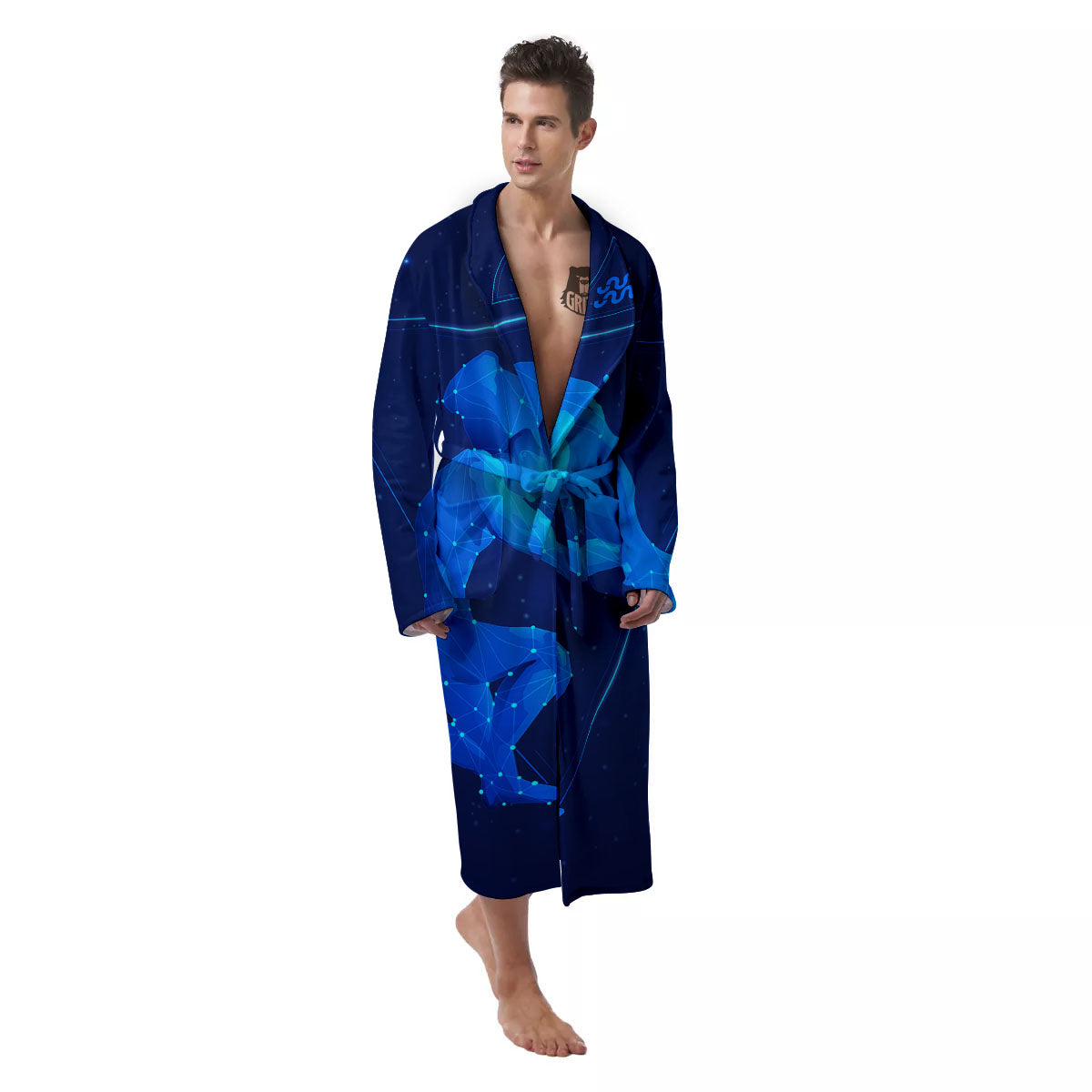 Astrological And Aquarius Signs Print Men's Robe-grizzshop