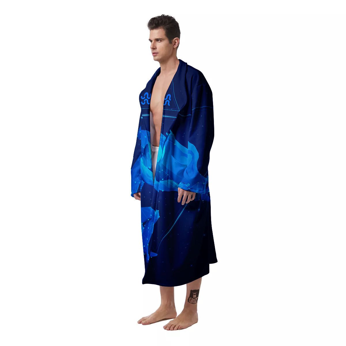 Astrological And Aquarius Signs Print Men's Robe-grizzshop