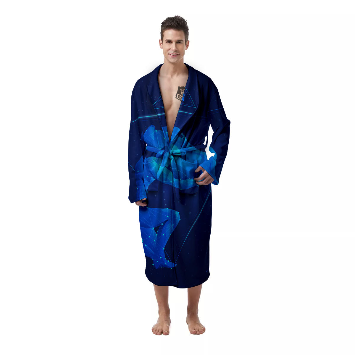 Astrological And Aquarius Signs Print Men's Robe-grizzshop