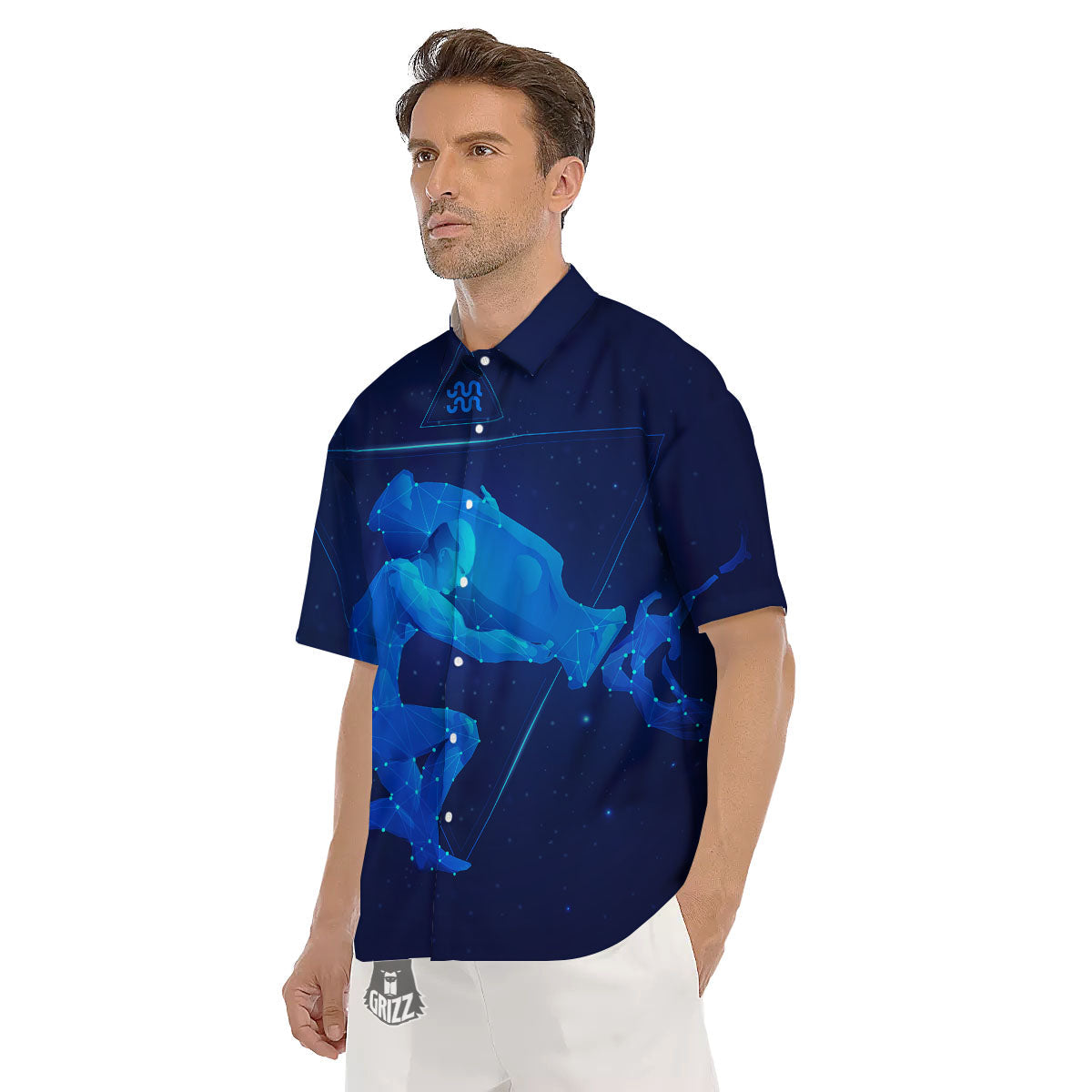 Astrological And Aquarius Signs Print Men's Short Sleeve Shirts-grizzshop