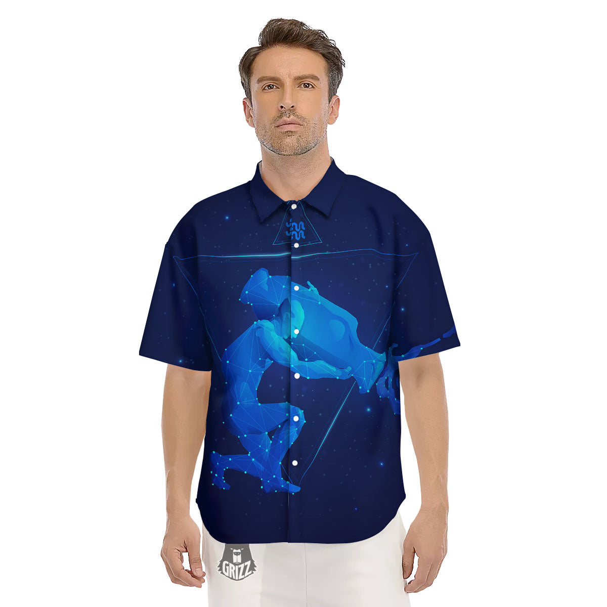 Astrological And Aquarius Signs Print Men's Short Sleeve Shirts-grizzshop