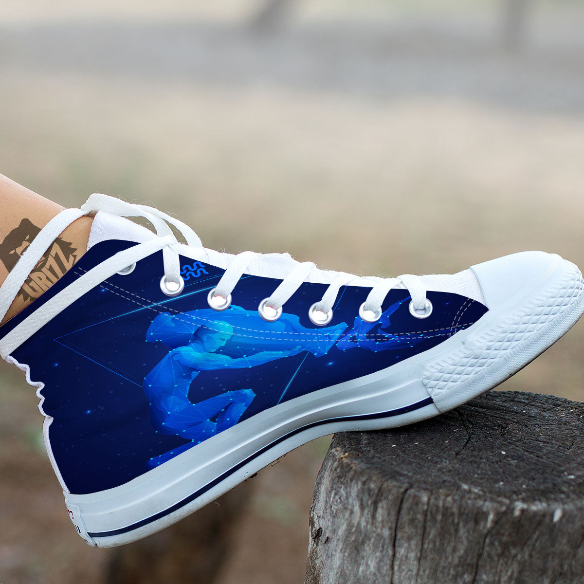 Astrological And Aquarius Signs Print White High Top Shoes-grizzshop