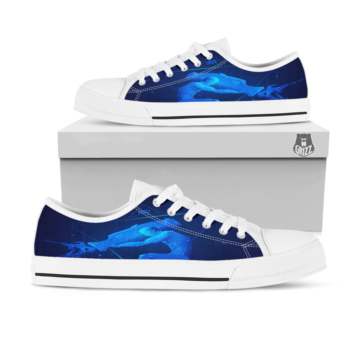 Astrological And Aquarius Signs Print White Low Top Shoes-grizzshop