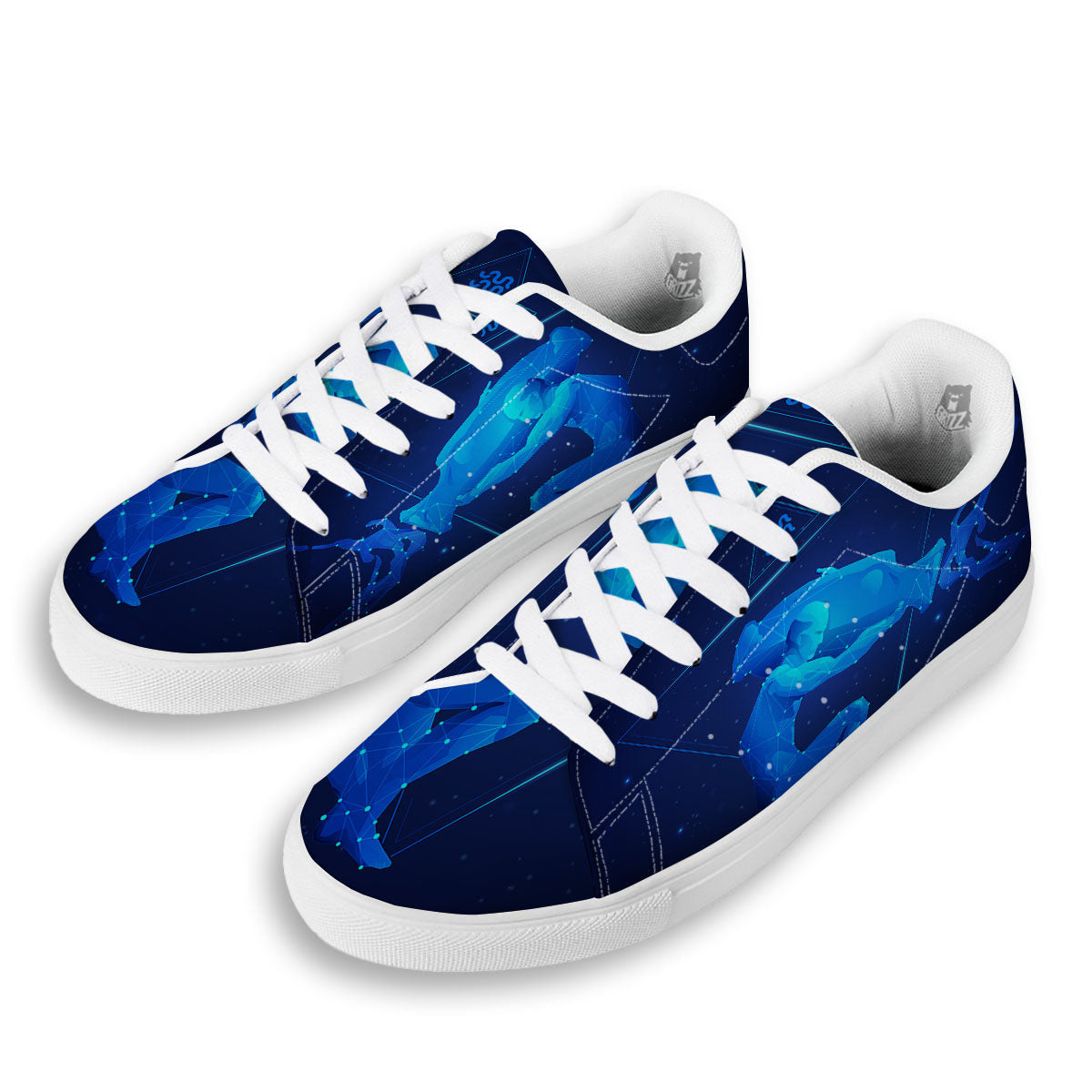 Astrological And Aquarius Signs Print White Low Top Sneakers-grizzshop