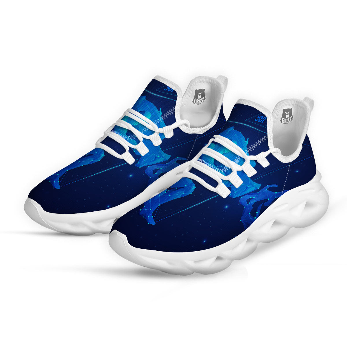 Astrological And Aquarius Signs Print White Running Shoes-grizzshop