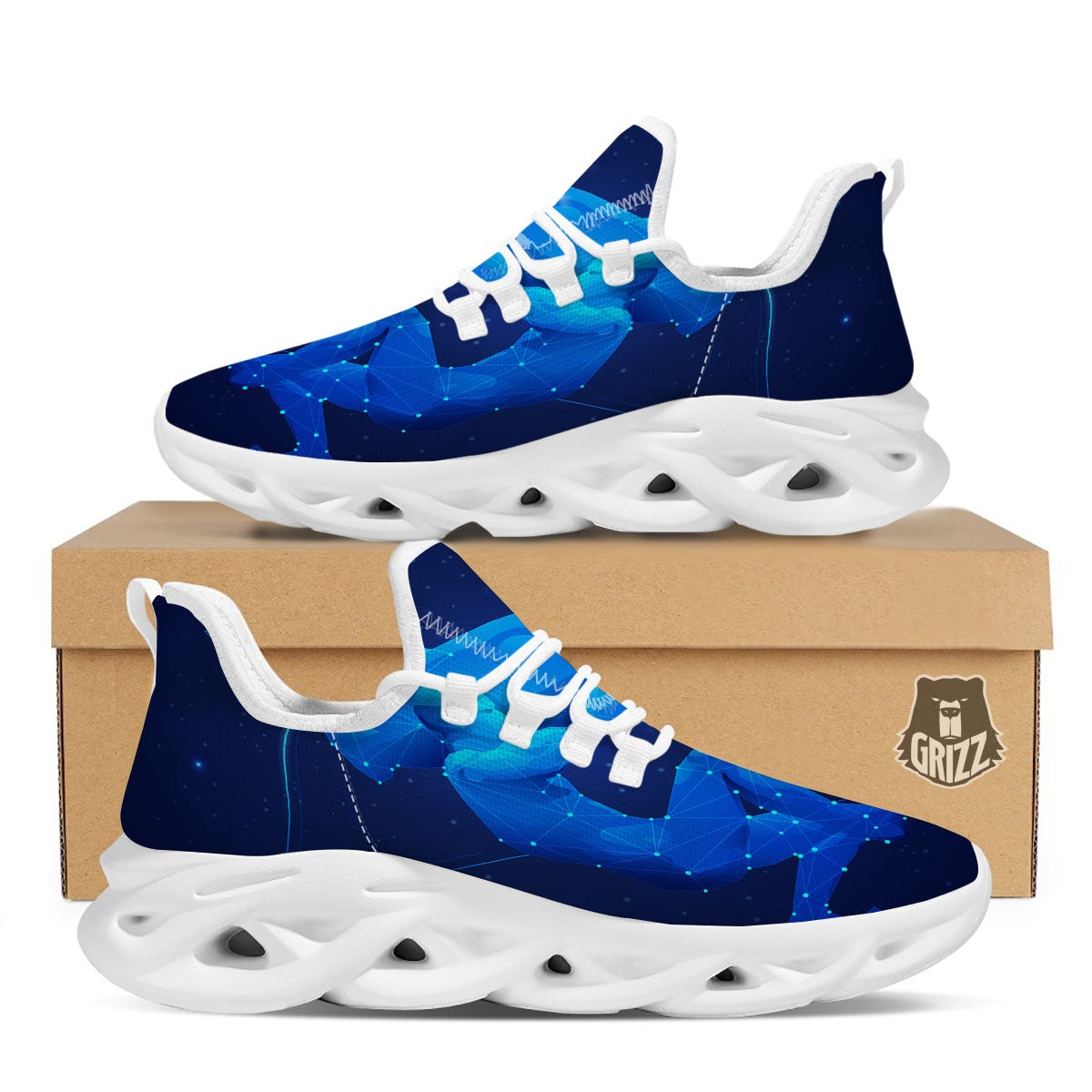 Astrological And Aquarius Signs Print White Running Shoes-grizzshop