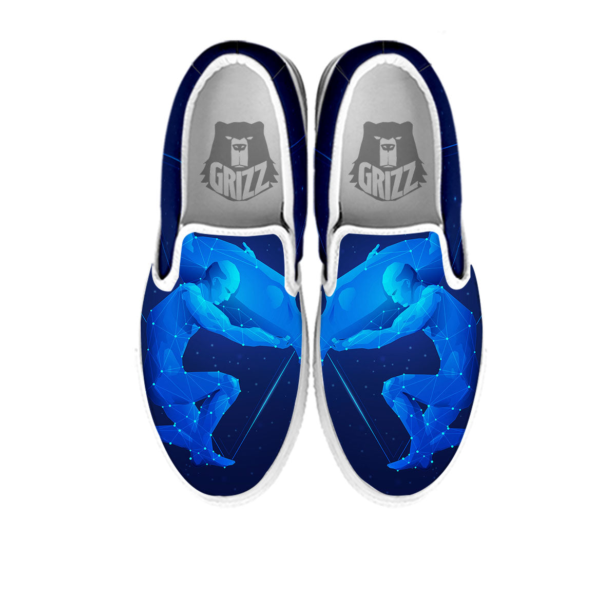 Astrological And Aquarius Signs Print White Slip On Shoes-grizzshop