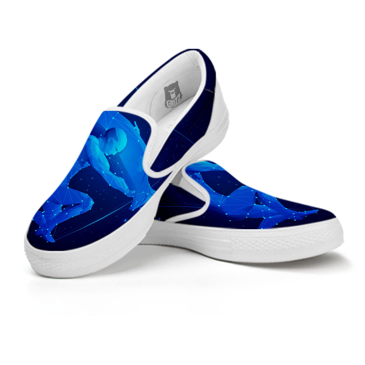 Astrological And Aquarius Signs Print White Slip On Shoes-grizzshop