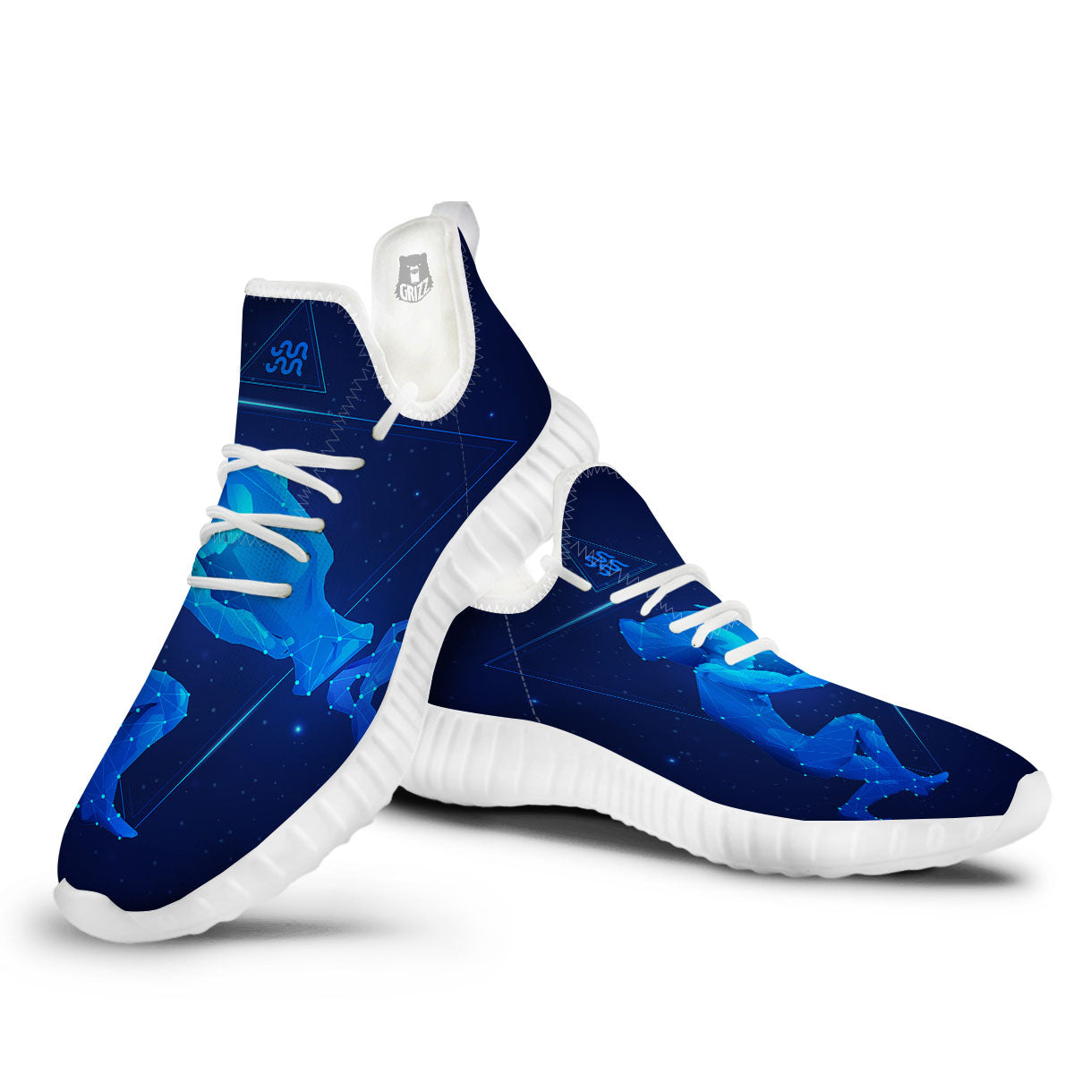 Astrological And Aquarius Signs Print White Walking Shoes-grizzshop