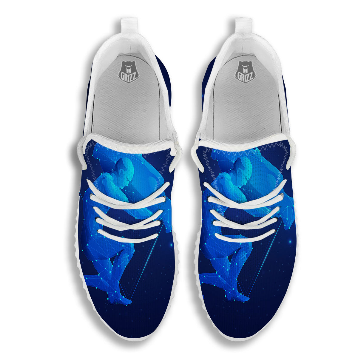 Astrological And Aquarius Signs Print White Walking Shoes-grizzshop