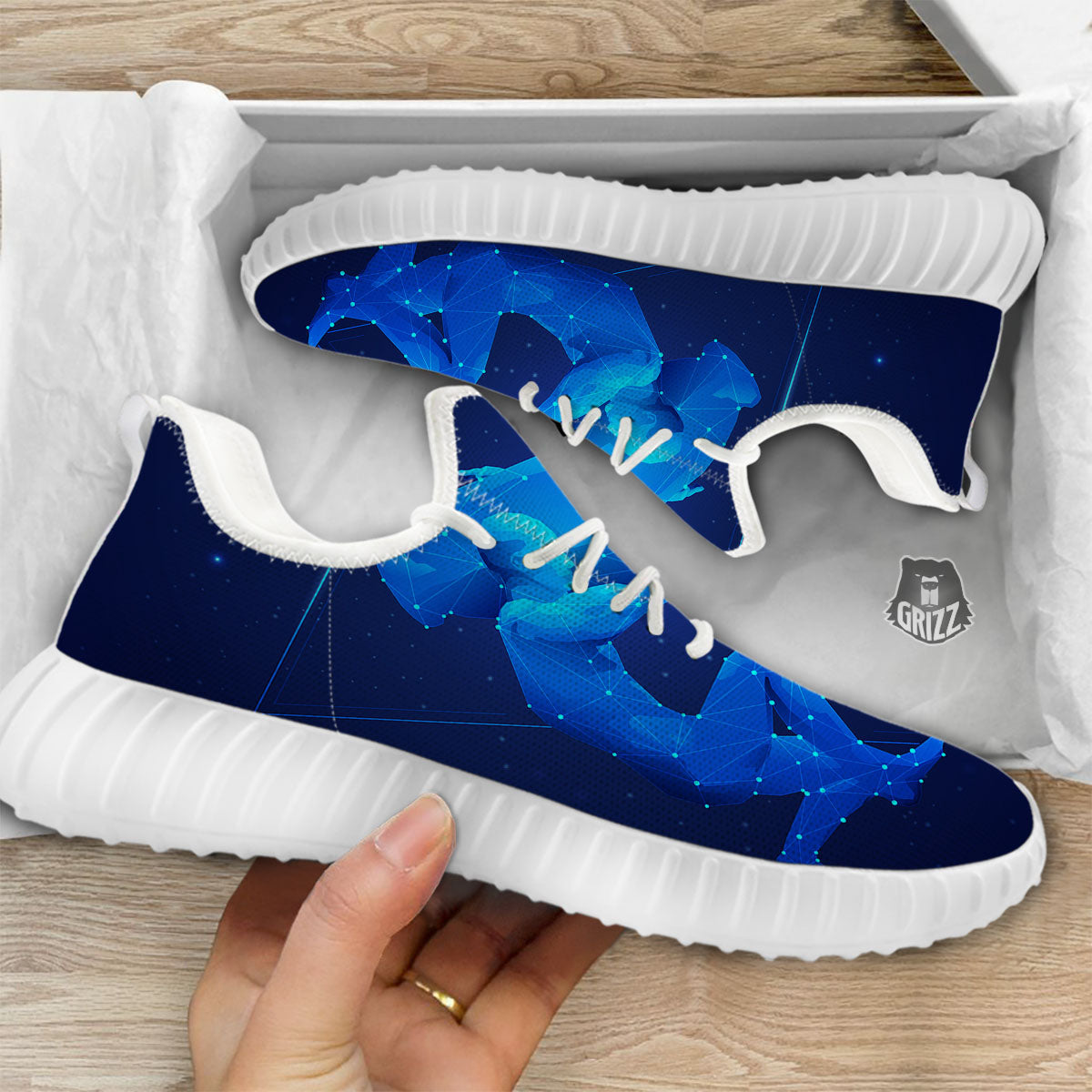 Astrological And Aquarius Signs Print White Walking Shoes-grizzshop