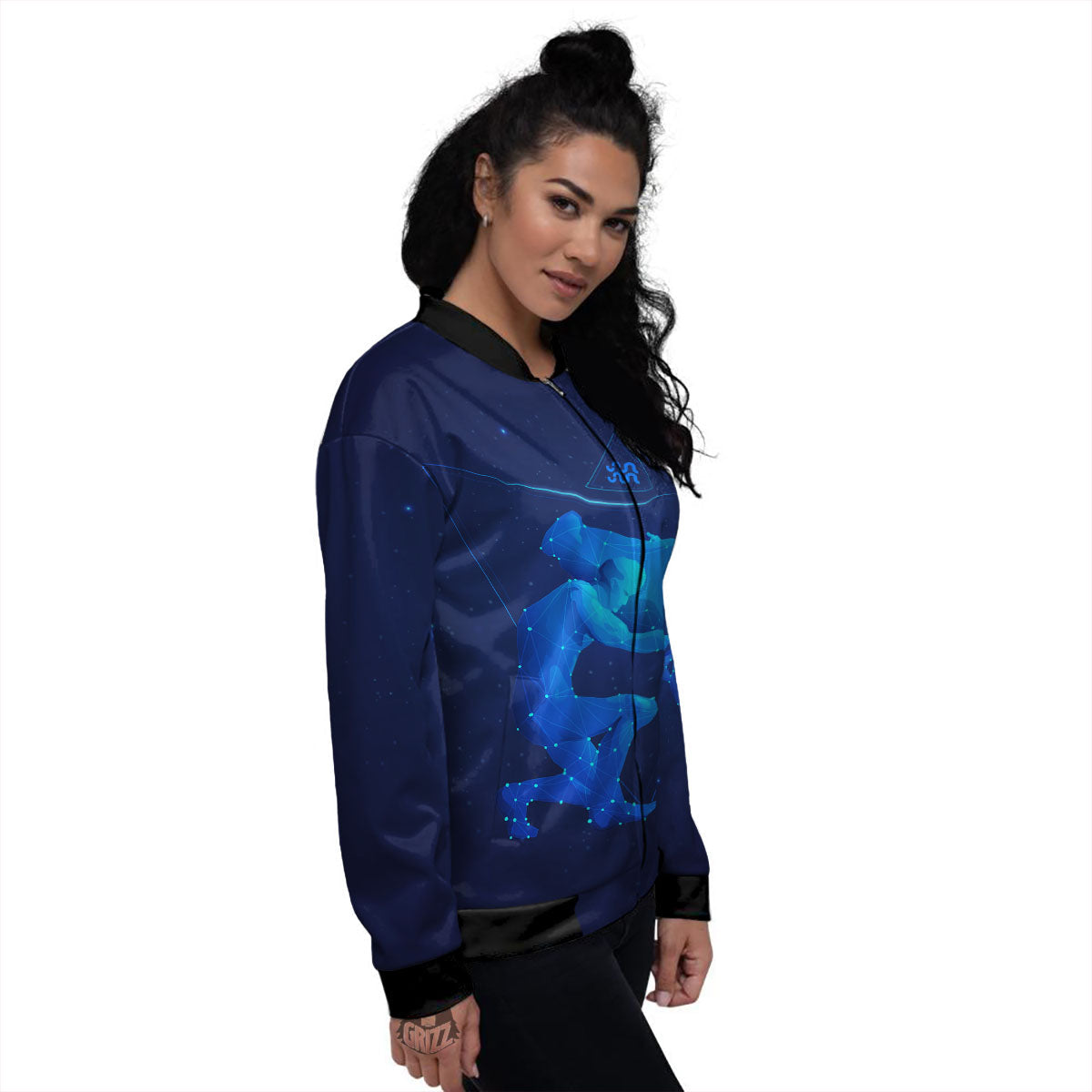 Astrological And Aquarius Signs Print Women's Bomber Jacket-grizzshop