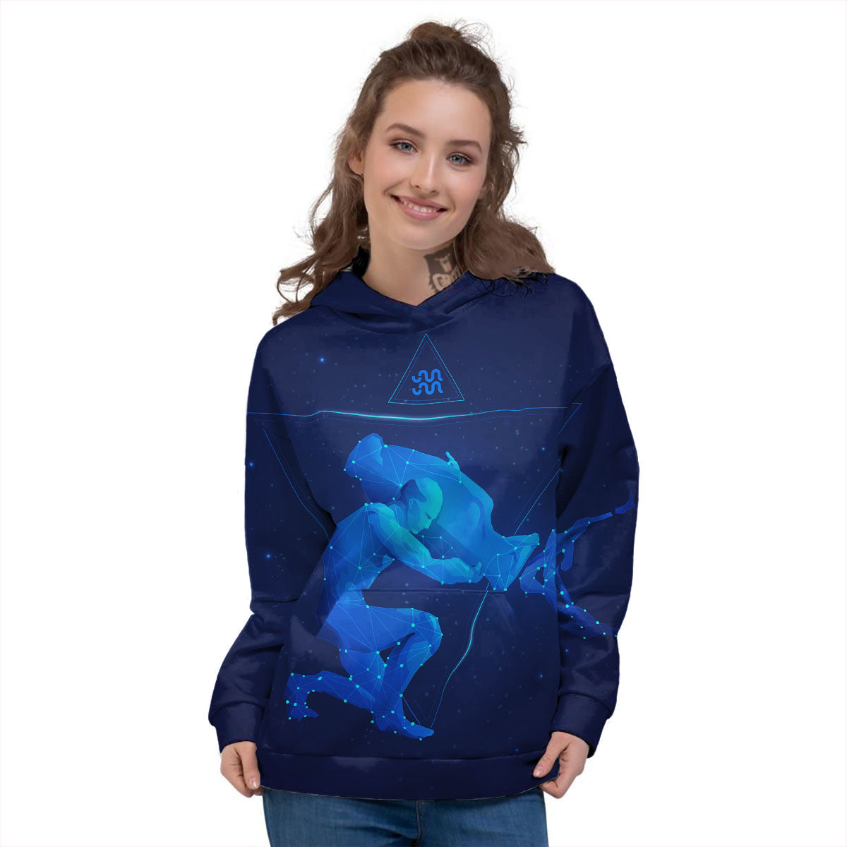 Astrological And Aquarius Signs Print Women's Hoodie-grizzshop