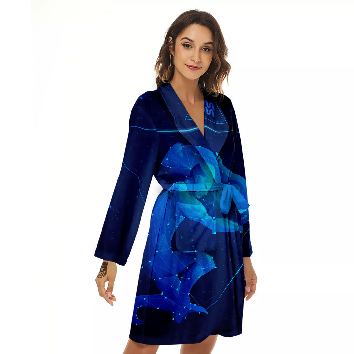 Astrological And Aquarius Signs Print Women's Robe-grizzshop