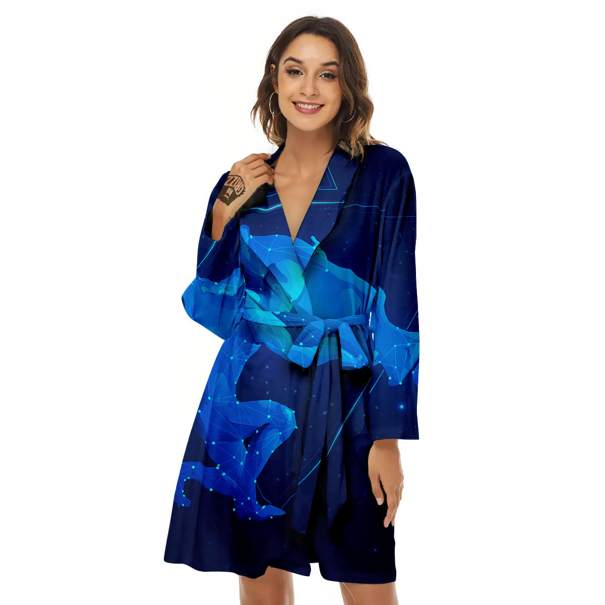 Astrological And Aquarius Signs Print Women's Robe-grizzshop