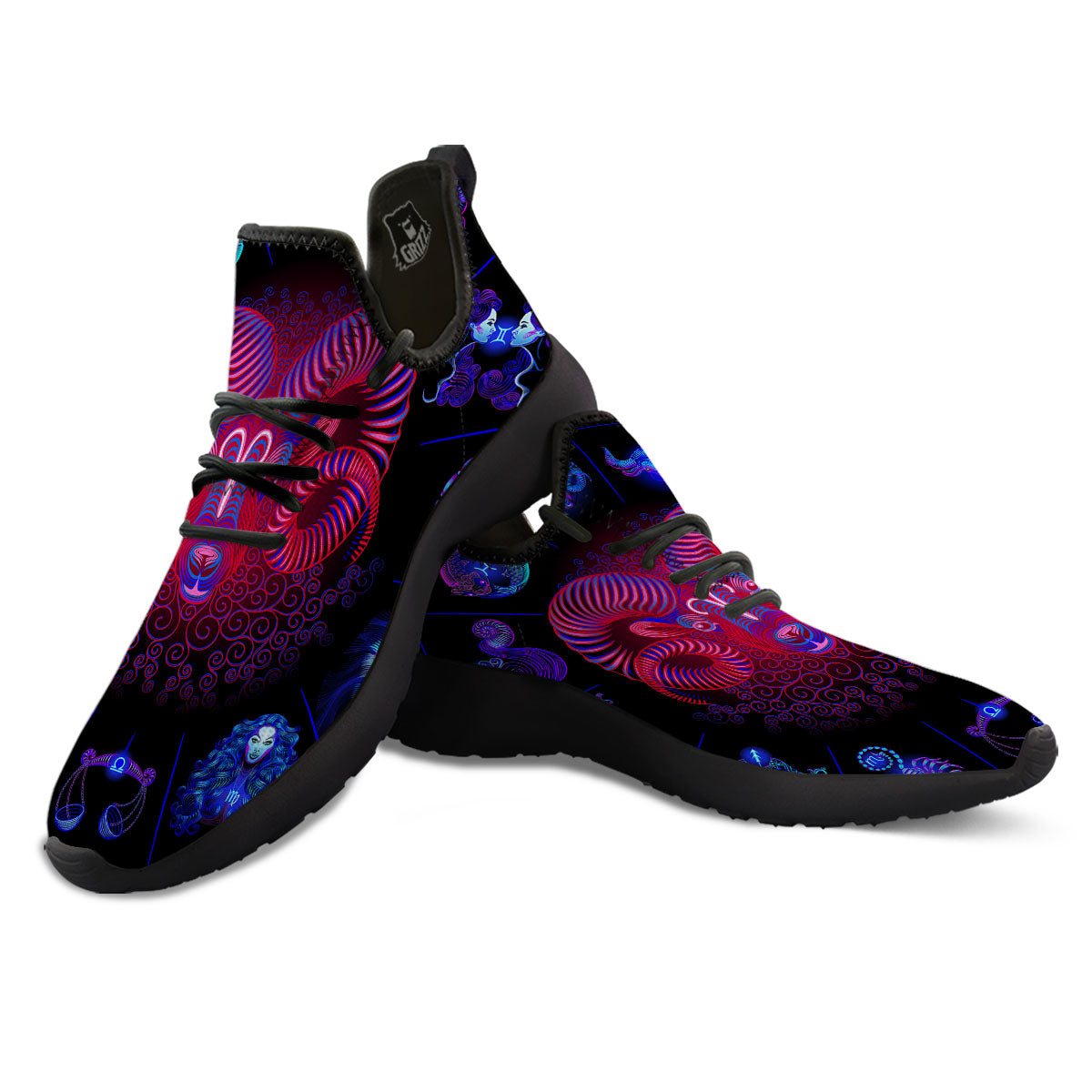 Astrological And Aries Signs Print Black Athletic Shoes-grizzshop