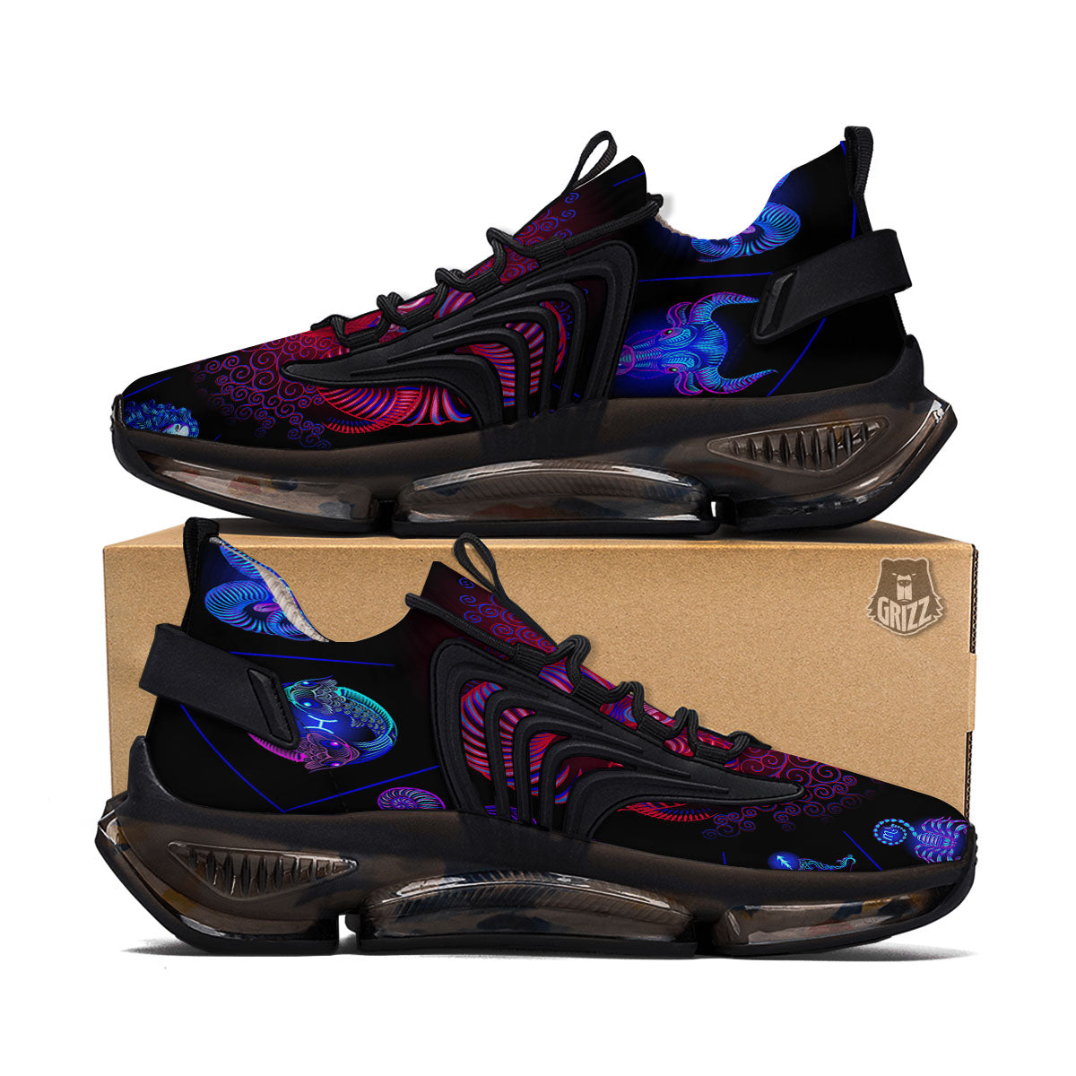 Astrological And Aries Signs Print Black Gym Shoes-grizzshop