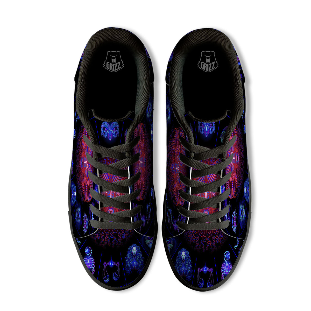 Astrological And Aries Signs Print Black Low Top Sneakers-grizzshop