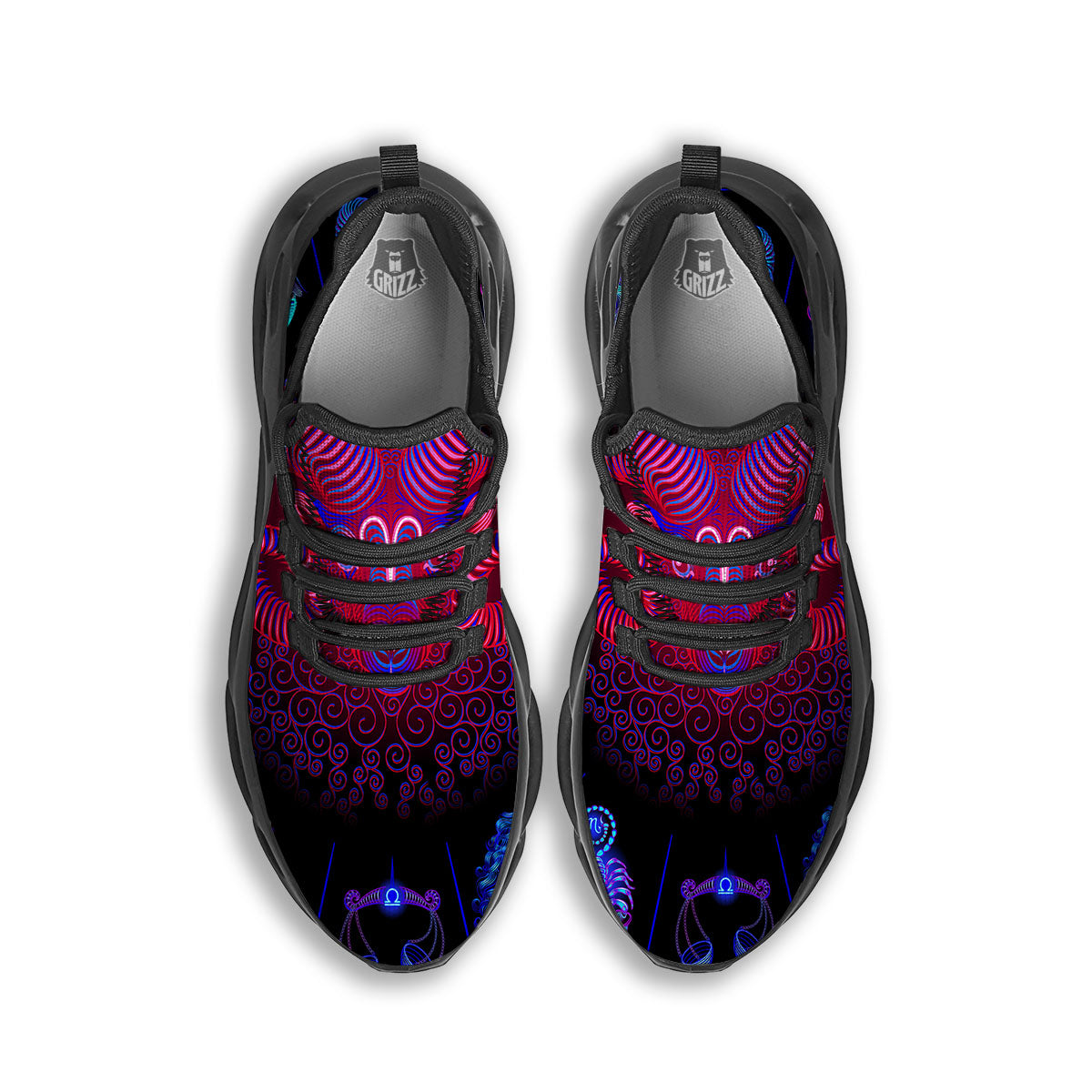 Astrological And Aries Signs Print Black Running Shoes-grizzshop