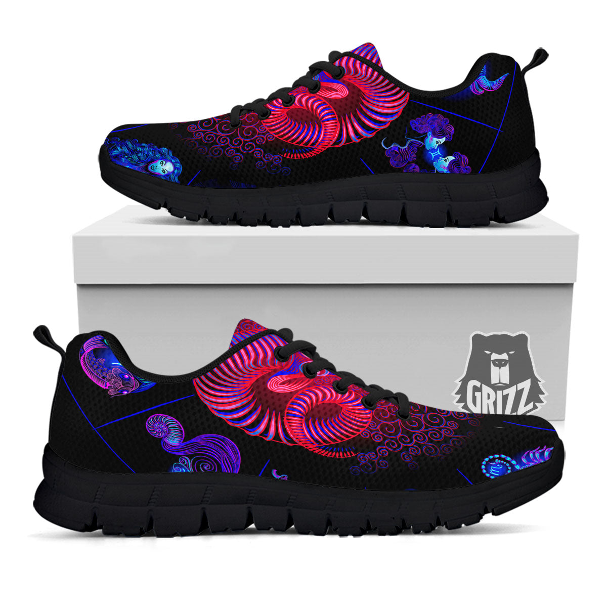 Astrological And Aries Signs Print Black Sneaker-grizzshop