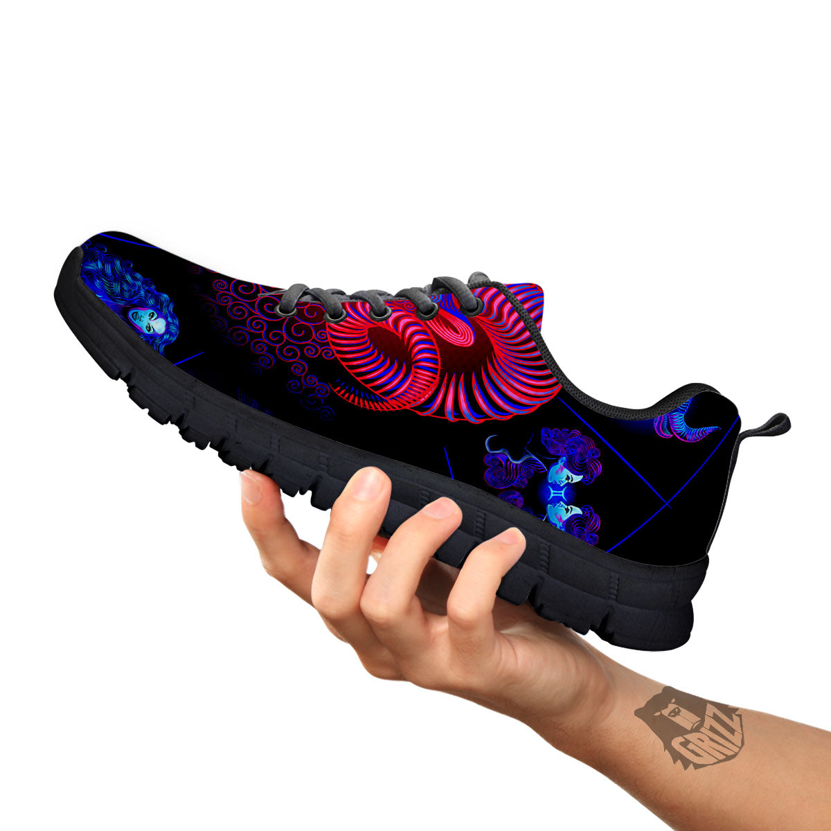 Astrological And Aries Signs Print Black Sneaker-grizzshop